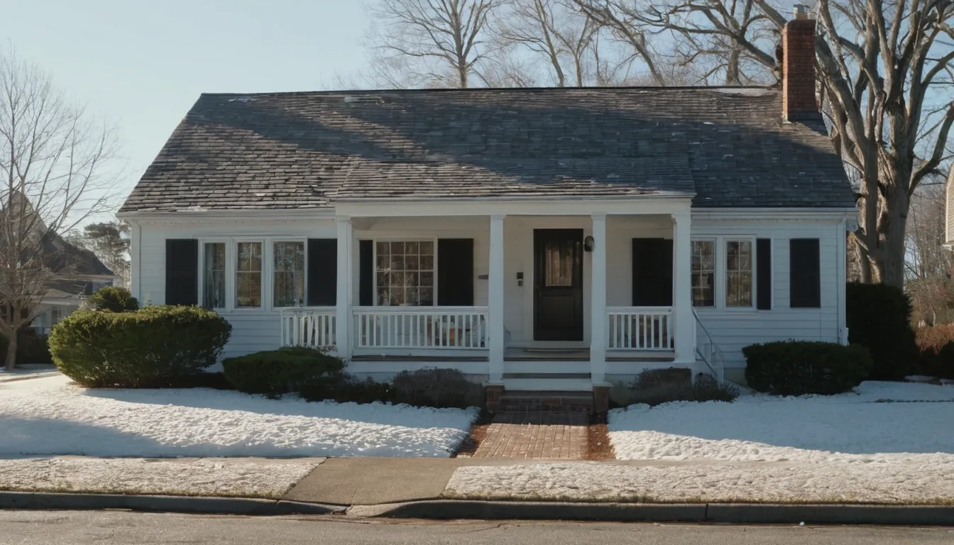A cozy older home in the Barnstable Town area with a snowy yard and a provider arriving for a visit